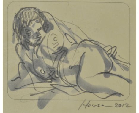 PETER HOWSON OBE (Scottish, born 1958); pencil and watercolour on paper, untitled, signed and dated 2012, 7 x 8cm, framed and