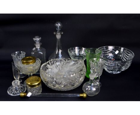 A quantity of clear crystal, cut and moulded glass tableware to include boxed Royal Brierley bowl, diameter 24.5cm, a further