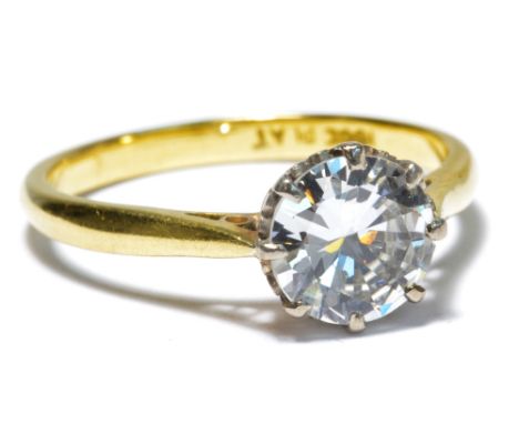 An 18ct yellow gold and platinum diamond solitaire ring, the old round brilliant cut stone approx 1.22cts, colour I, clarity 