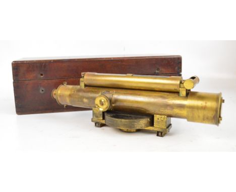 DANCER OF MANCHESTER; a 19th century mahogany cased brass dumpy level, with compass to the base and inscribed 'Dancer, Manche