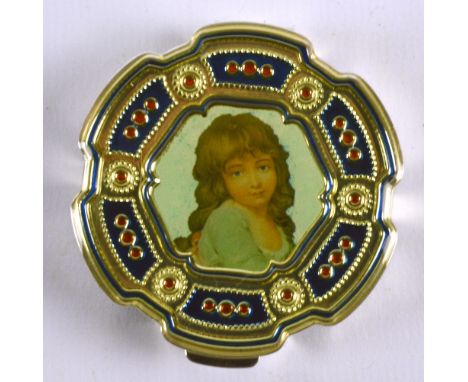 VICTORIA SILVERWARE LTD; an Elizabeth II hallmarked silver shaped circular trinket box centred with portrait of young girl wi