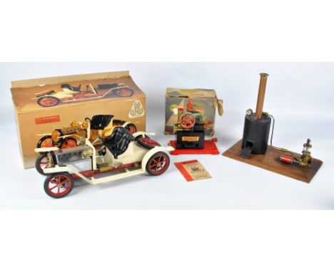 A boxed Mamod Steam Roadster SA1 model, with steering rod, burner and two original leaflets, also a boxed Mamod M.M.2. statio