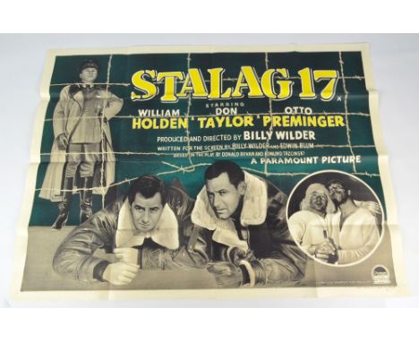 An original film poster 'Stalag 17', starring William Holden, Don Taylor and Otto Preminger, poster printed by Berry of Bradf
