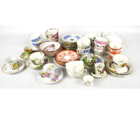 A collection of cups and saucers including six Coalport 'Revelry', Shelley floral decorated and Foley examples, also a Coalpo