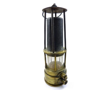 A circa 1890 William Teale & Co of Manchester Clanny style open gauze miner's lamp, height 25.5cm.