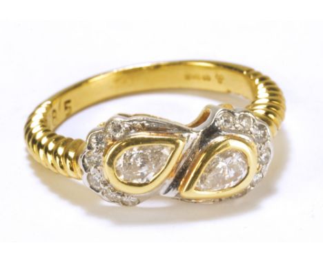 An 18ct yellow gold and diamond set ring, size P, diamond total approx 0.85ct, approx 6.6g.