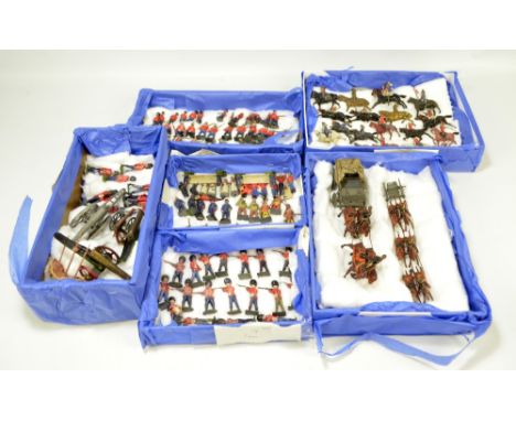 A collection of over one hundred and twenty predominantly Britains painted lead soldiers comprising British redcoats, colonia