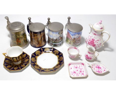 A mid to late 20th century floral decorated porcelain part coffee set by Kaiser of West Germany including coffee pot, cups an