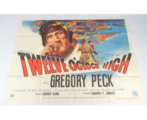 An original film poster 'Twelve O'Clock High', starring Gregory Peck, printed by Stafford & Co, no.9364, 75 x 101.5cm. CONDIT