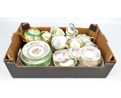 A quantity of decorative ceramics including Copeland floral decorated cups and saucers, part tea sets, etc.