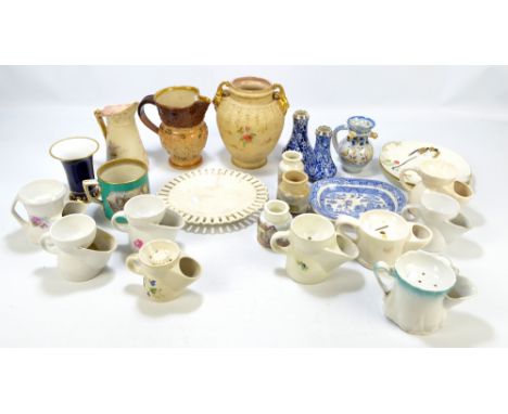 A mixed group of 19th and 20th century ceramics to include Royal Doulton salt glazed stoneware jug with relief moulded decora