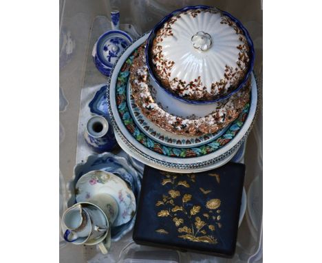 A mixed lot of ceramics to include a Radford muffin dish, a Coalport cup and saucer and a Chinese bottle vase. 