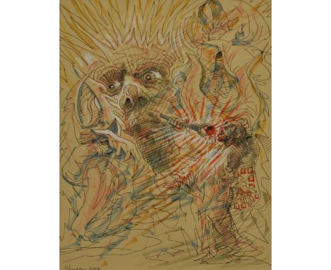 PETER HOWSON OBE (Scottish, born 1958); ink and watercolour heightened in white on paper, untitled, signed and dated 2012, 30