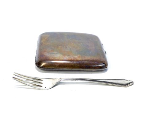ELLIS JACOB GREENBERG; a George V hallmarked silver cigarette cased initialled HY, Birmingham 1918, length 9cm and a George V