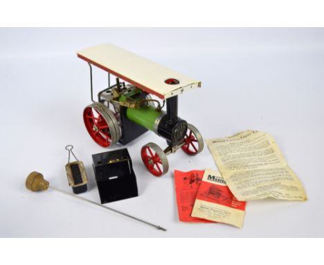 A boxed Mamod T.E.1 Traction Engine with filler funnel, steering extension, scuttle and spirit burner, with instruction sheet