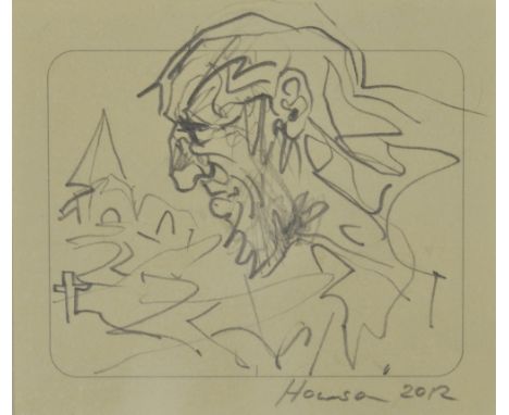 PETER HOWSON OBE (Scottish, born 1958); pencil study 'Henry', signed and dated 2012, 7 x 8cm, framed and glazed. (D) CONDITIO