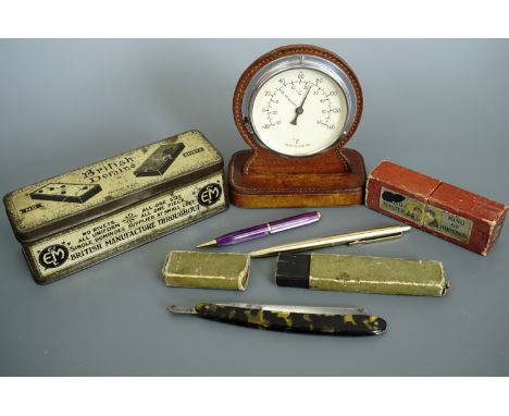 A set of dominoes, circa 1920's, together with a "Hollow Ground" cut throat razor, a boxed harmonica, a propelling pencil and