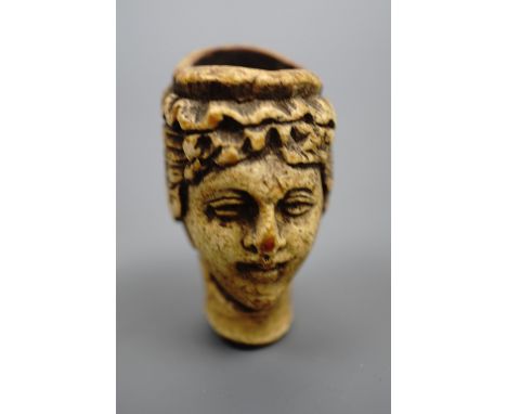 A Victorian Meerschaum pipe bowl modeled as a woman