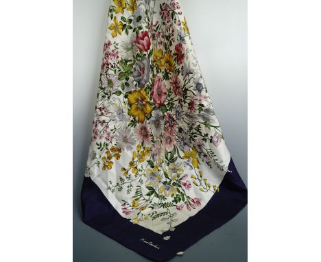 A Pierre Cardin floral design silk scarf, 85 x 85 cm