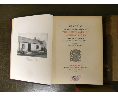 CARGILL ALEXANDER (Ed).&nbsp;&nbsp;Memorial of the Celebration of the Centenary of Savings Banks. Illus. Quarto. Orig. blue c