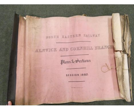 North Eastern Railway.&nbsp;&nbsp;Alnwick &amp; Cornhill Branch, Plans &amp; Sections. Considerable tears &amp; creasing to o