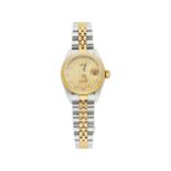 ROLEX Damenarmbanduhr, Oyster, in Edelstahl/Gelbgold 18K, mit gerippterLünette in Gelbgold 18K,