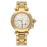 CARTIER Pasha, Damenarmbanduhr, Durchmesser 32 mm, in Gelbgold 18K, Automatik, Band in Gelbgold