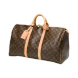 LOUIS VUITTON Reisetasche, Keepall 50 M 41426, Canvas in braun, Futterbraunes Canvas, Monogramm