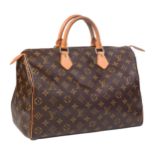 LOUIS VUITTON Handtasche, Canvas, Ledergriffe,Innentasche ohne Reissverschluss, braun, Monogramm,