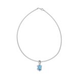 Aquamarin-Diamant-Collier "Dreams by Bucherer Cage", in Weissgold 18K,Aquamarin-Oval von ca. 5.35