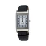 JAEGER-LECOULTRE Herrenarmbanduhr, Reverso, Stahl, Handaufzug, mit schwarzem Krokolederband mit