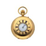 Taschenuhr Halbsavonette, England ca. 1880, in Gelbgold 18K,Durchmesser 39 mm, 58 gr, Handaufzug,