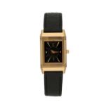 JAEGER LECOULTRE Reverso, Damenarmbanduhr, Durchmesser 20 x 29 mm, in Roségold 18K, schwarzes