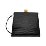 HERMÈS Handtasche, ca. 1980, Abendtasche (kein Namen vorhanden)Kroko, komplett Leder gefüttert,