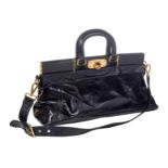 PRADA Handtasche, Vitello Shine Frame Bag nero, Kalbsleder, mit Schulterriemen, goldene Hardware mit