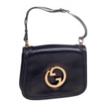 GUCCI Handtasche, gekauft ca. 1980 NY 5. Avenue, Leder, schwarz, Vintage,glattes Kalbsleder, Retro