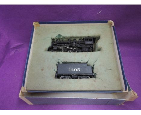 A NJ Custom Brass HO scale 4-4-2 AT & SF loco & tender 1495, boxed