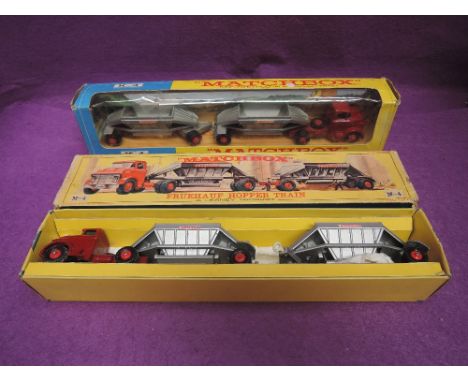 Two Matchbox Major & King size diecasts, Fruehauf Hopper Trains, both boxed, M4 & K4