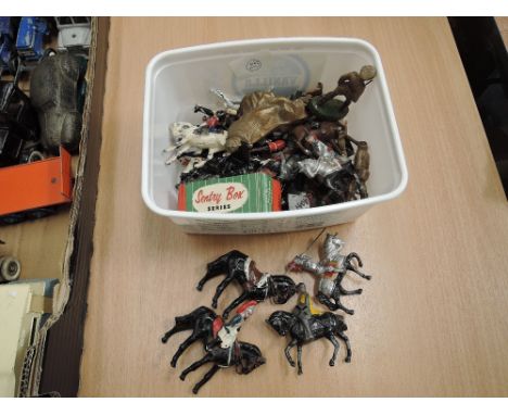 A small box of Johillco and similar lead figures and animals 