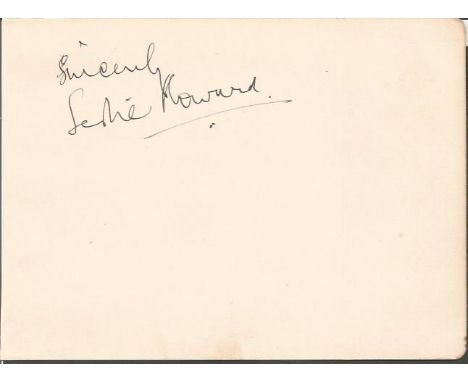 Leslie Howard signed album page. 1893 - 1943 was an English stage and film actor, director and producer. Howard also wrote ma
