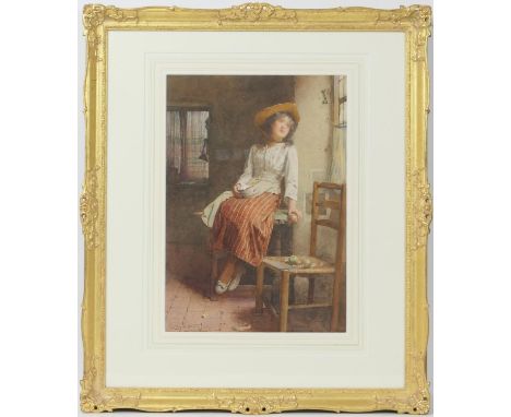 Carlton Alfred Smith (1853-1946), Love's first encounter, watercolour, signed and dated 1906, 38cm x 27cm (NB: Condition is N