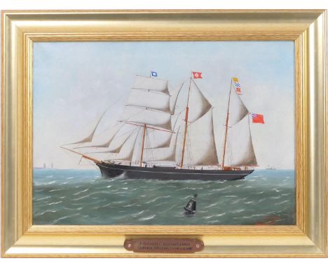 Henri Versailles (c.1850-95), Portrait of the barquentine Charles James off Dunkirk, oil on canvas, signed and dated 1885, 43
