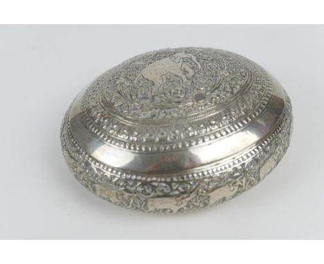 Cow hoof snuff box with pewter lid