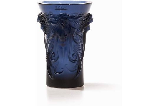 Lalique Crystal Glass Vase Fantasia Midnight Blue Francecrystal