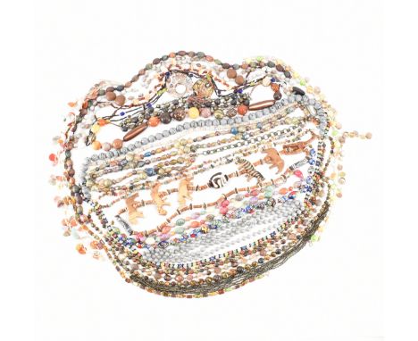 An assorted collection of vintage, retro &amp; later necklaces. The lot to include; beaded necklaces in various colours, fuse