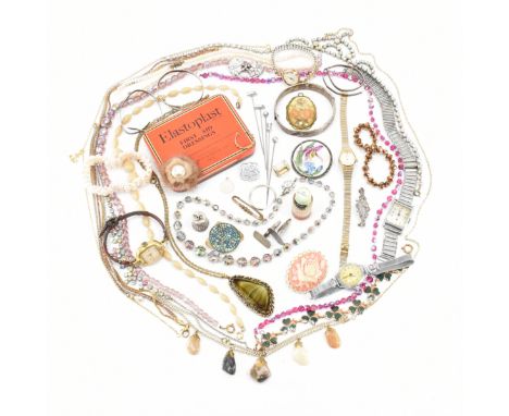 An assorted collection of vintage &amp; later costume jewellery. The lot to include; watches, necklaces, necklaces, bracelets