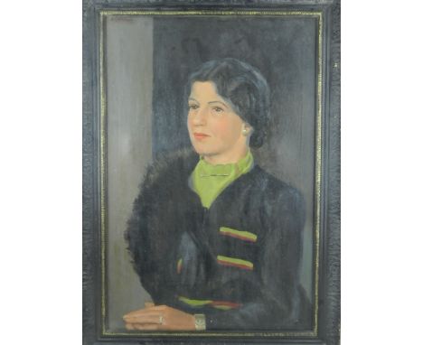 E.Graham, 20th century school,  'Portrait of a lady', oil on canvas, signed upper left, H.63cm, W.40cm, together with a 20th 