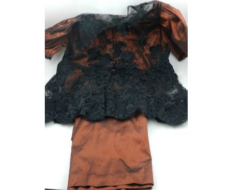 An Emma Somerset ladies black evening dress, having beaded decoration, together with one other black evening dress, a Jaeger 