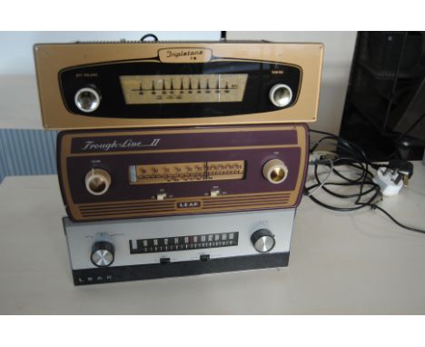 Leak / Tripletone Tuners, two Leak Tuners, Trough Line Stereo, Trough-Line front facia to reverse casing both printed 'Trough