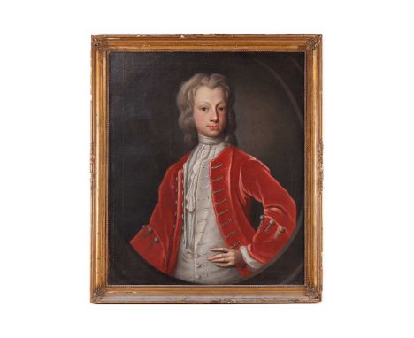 Manner of Sir Godfrey Kneller (1646 - 1723), Half-length portrait of a boy wearing a red jacket, unsigned, oil on canvas, 74 
